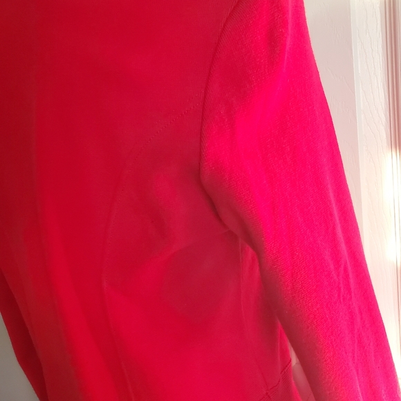 Escada Double Gold Zip Front Peplum Perforated Bodice Chevron Knit Sweater - Picture 14 of 15